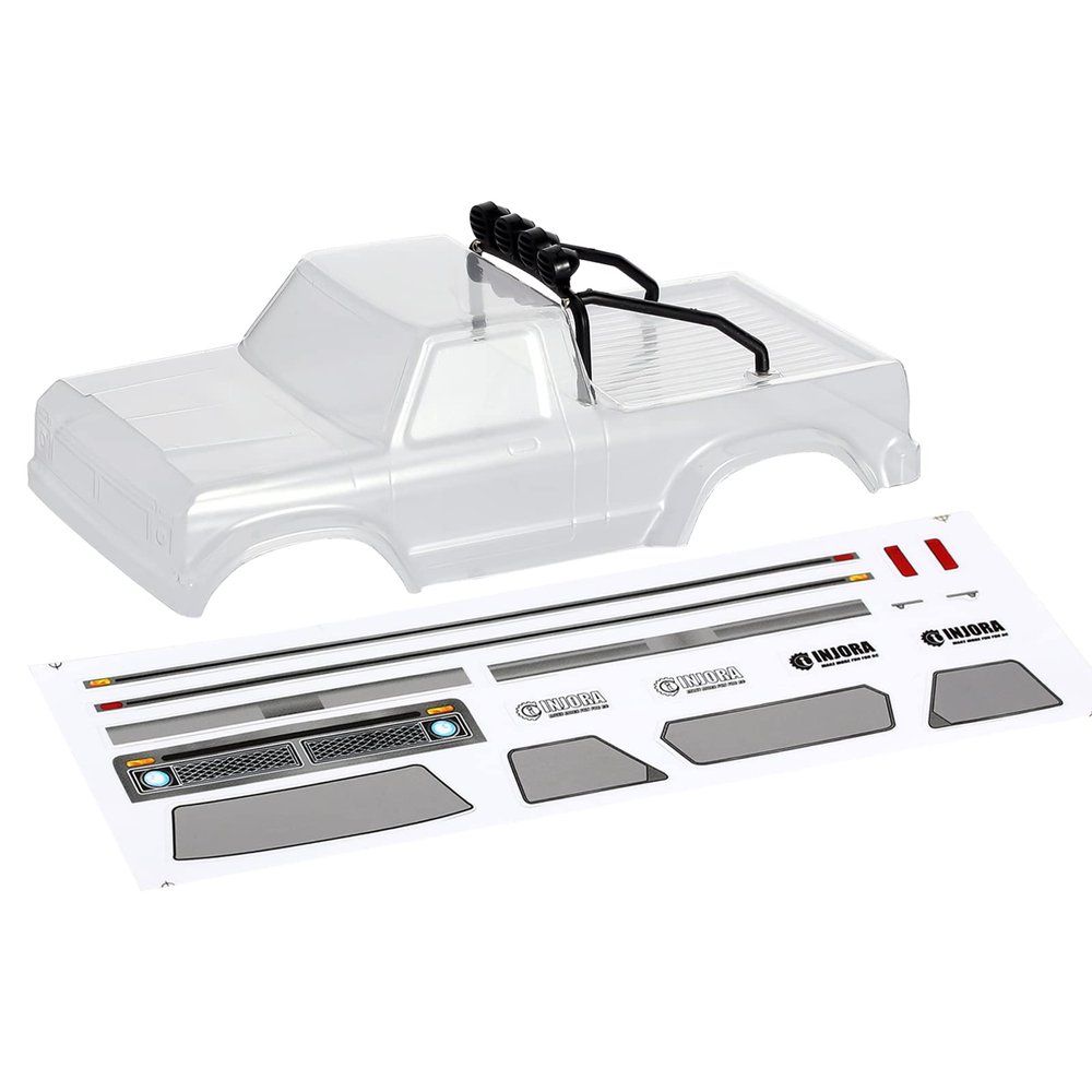 INJORA RC Clear Body with Roller Cage for 1/24 RC Tracked Car Axial SCX24 Upgrade Parts