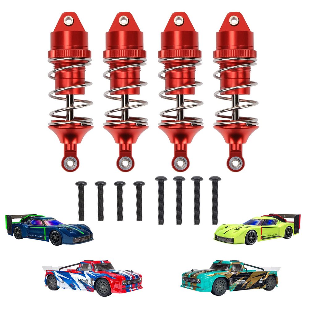 RACWD RC Shocks Absorber 70mm for ARRMA INFRACTION 4X4 570 MEGA, VENDETTA 4X4 3S BLX Upgrade Parts, Full aluminum Front Rear Shock Absorber Damper 4pcs for 1/8 3S ARA4215V3, ARA4319V3, ARA330701 Red