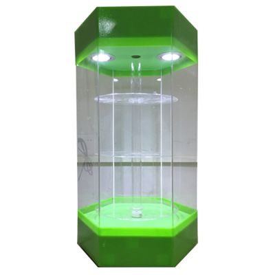 LXLIGHTS Acrylic Display Case Showcase, LED Dustproof Spin Organizer Box with Door Lock, Collectibles Storage Display Shelf for Watch Jewelry Model Toys, 5 Colors (Color : Green)