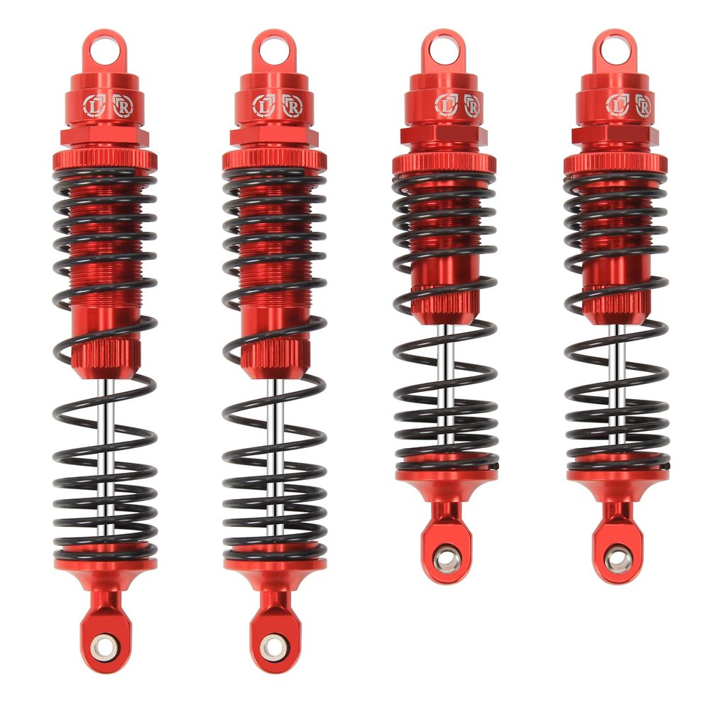 RCAWD Big Bore Shock Absorber Damper Set for Slash 2WD, Hoss, Rustler 4X4 VXL,Slash 4X4, Bandit, Ford, Nitro,Stampede Upgrades, 1/10 RC Shocks Front Rear, Full Alloy Parts #5862 Red