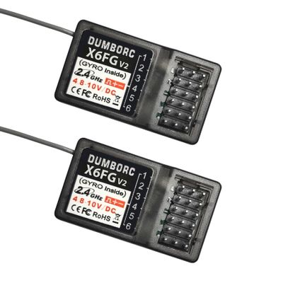 ATA HOBBY DUMBORC 2 Pcs X6FG(Built in Gyro) 6 Channels 2.4GHz RC Receiver for DUMBORC X6/X4/X5/X6PM-350 Transmitter RC Car Boat Tank Drifting Car