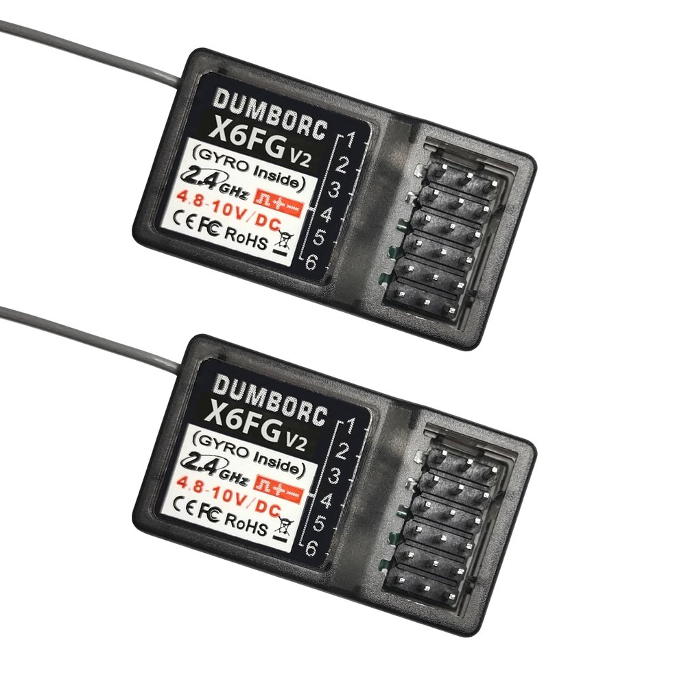 ATA HOBBY DUMBORC 2 Pcs X6FG(Built in Gyro) 6 Channels 2.4GHz RC Receiver for DUMBORC X6/X4/X5/X6PM-350 Transmitter RC Car Boat Tank Drifting Car