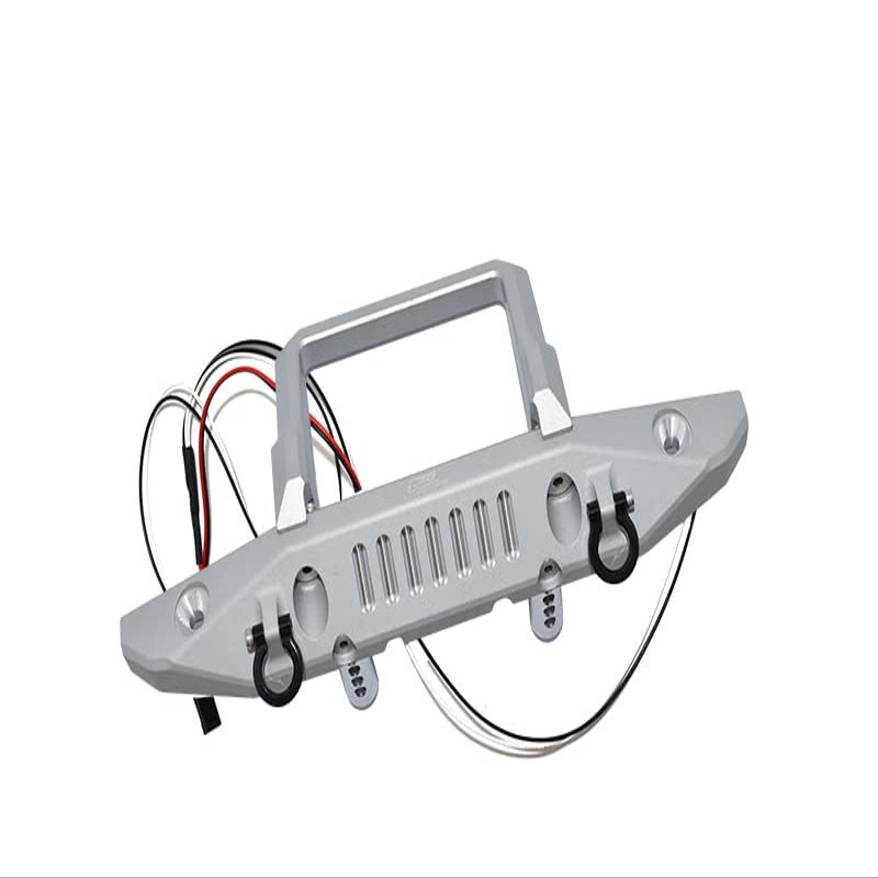 GPM 15Pc Set Upgrades Aluminium Front Bumper with D-Rings for 1/6 4WD SCX6 Jeep Jlu Wrangler (AXI05000) & 1/6 4WD SCX6 Trial Honcho (AXI05001) RC Cars (Silver)