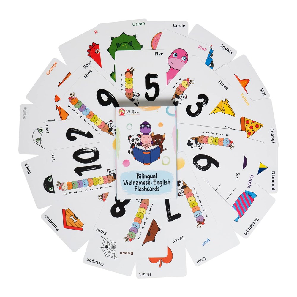 Bilingual Vietnamese English Cards, Flashcards, Bilingual Cards, Vietnamese Cards, Educational, Toddler Cards (Colors, Shapes, Numbers)