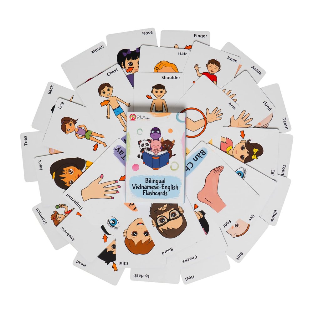 Bilingual Vietnamese English Cards, Flashcards, Bilingual Cards, Vietnamese Cards, Educational, Toddler Cards (Body Parts)