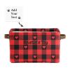 Joyestore Gingham Pixel Hearts Red Personalized Storage Bins Baskets Cubes Organizer with Handle for Shelves Closet Nursery Toy 1 Pack view 2