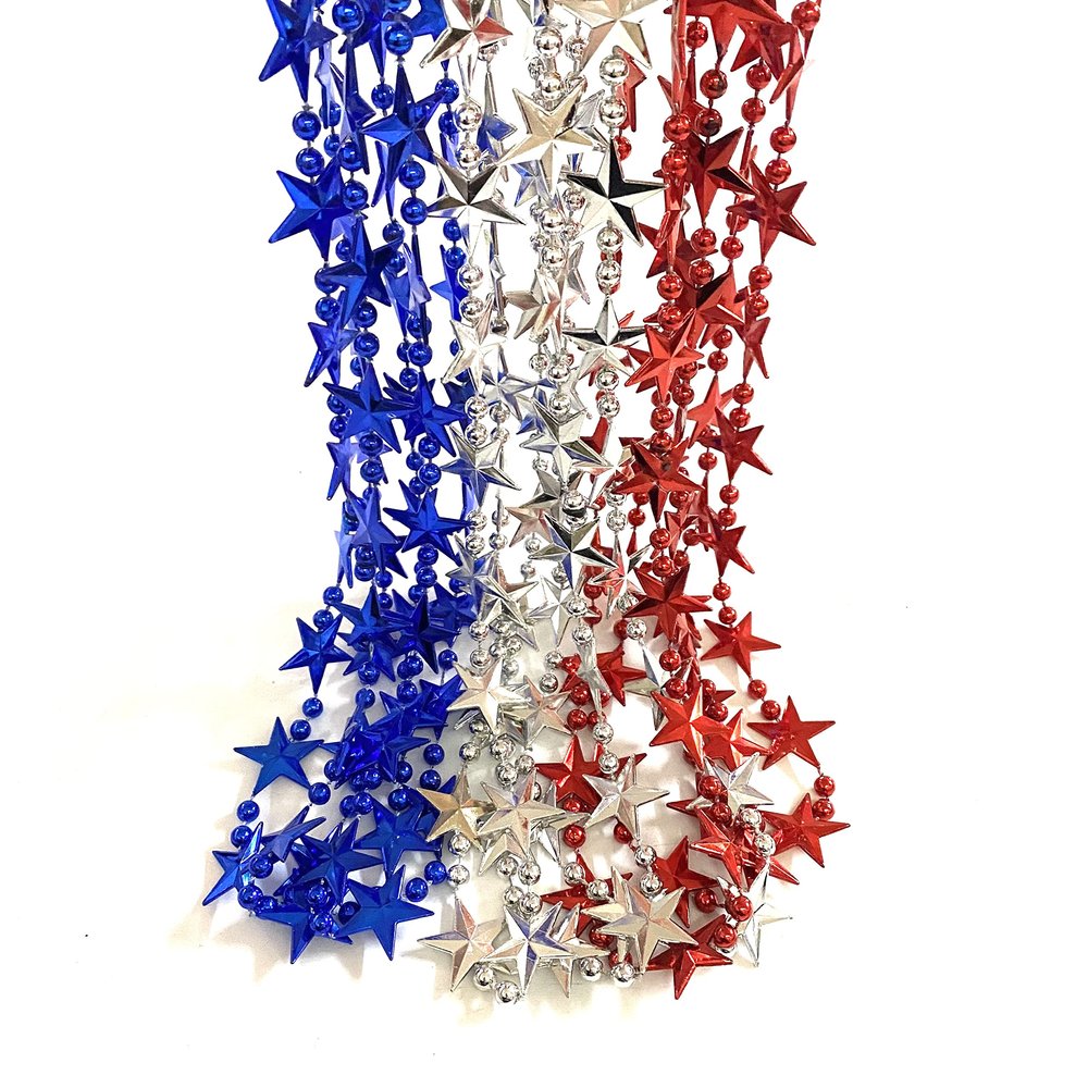 Robbstark Independence Day Beads Necklaces 4th of July Red White Blue Beads Patriotic Party Supplies(12 Pcs), Blue,White,Red