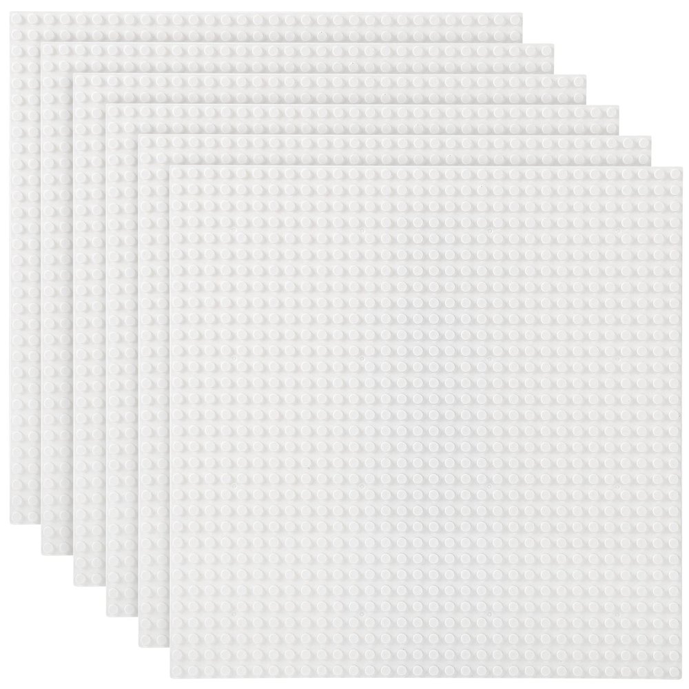 Lekebaby Classic Baseplates Building Base for Building Bricks 100% Compatible with Major Brands-Baseplate 10" x 10", Pack of 6 (White)