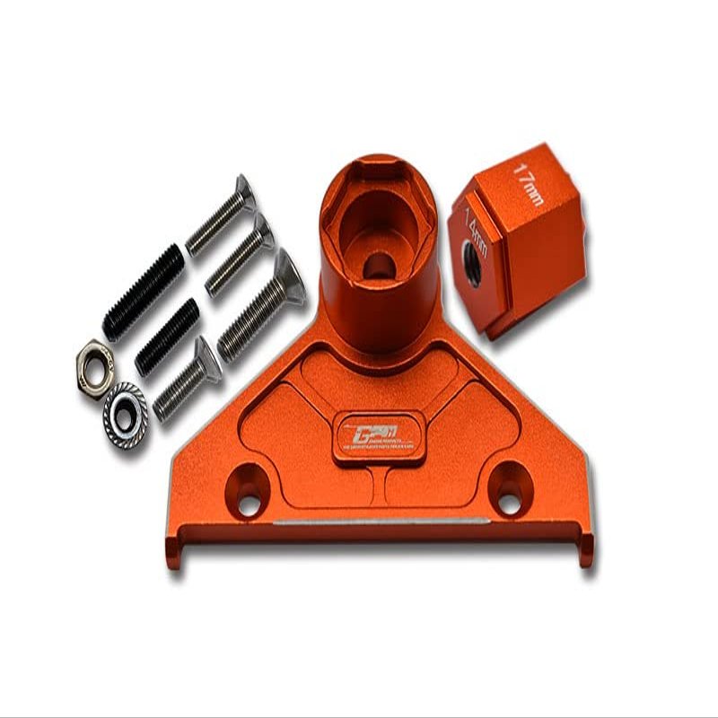 GPM 10Pc Set Upgrades Aluminium Alloy Rear Spare Wheel Positinging Bracket for 1/6 4WD SCX6 Jeep Jlu Wrangler (AXI05000) RC Cars (Orange)
