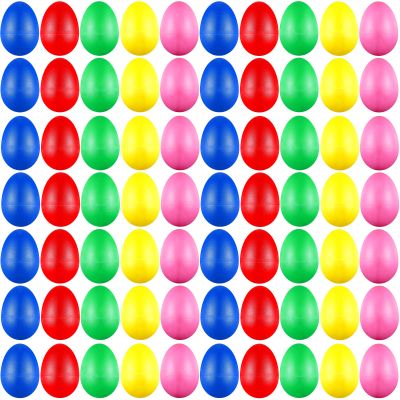 100 Pieces Egg Shakers Musical Instruments Percussion Maracas Egg for Kids Toys Plastic Easter Shaker for Learning DIY Painting, Classroom Music, Rhythm(5 Color)