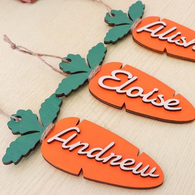 Personalized Easter Baskets Tags 6 Pcs Easter Basket Essentials Easter Decorations Carrot Wood Name Tags Custom Wicker Easter Basket Stuffers Easter Dcor Easter Place Settings Easter Gifts