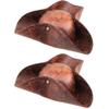 SGBETTER 2 Pack Faux Leather Pirate Hat Tricorn Hat Brown Tri-Corner Hat for Pirate Theme Party Halloween Cosplay Masquerade Accessories view 1