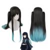 AZERISSO Anime Demon Slayer Kimetsu no Yaiba Tokitou Muichirou Ponytails Wig Cosplay Costume Heat Resistant Synthetic Hair Long Wigs (A Style)