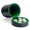 Luck Lab Black Leather Dice Cup with Lid Including 6 Matching Pearl Dice - Green Velvet Interior for Quiet Shaking - Use for Liars Dice Farkle Yahtzee Board Games view 1