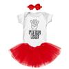 "I'm This Many 4 - Four Year Old Birthday Baby Bodysuit + Tutu Skirt + Bow Headband Set (White Bodysuit/Red Tutu, 24 Months)" view 2