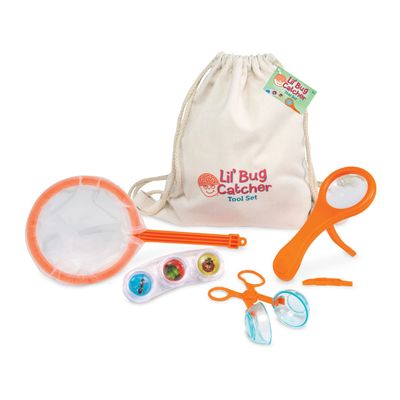 MindWare Lil' Bug Catcher Tool Set  Bug Catcher Kit for Kids Ages 5 & Up - Includes Backpack, Net, Magnifying Glass, Magnifying Bug Viewer and Tweezers