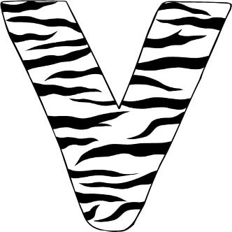 10in. Zebra Animal Print Letter Decals Stickers from A to Z (Zebra-Letter-Decals-V)