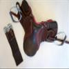 Equitem Leather Rocking Horse, Display or Dog English All Purpose Saddle with Leathers and Irons (Brown with Pink) view 4