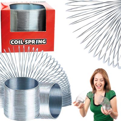 The Dreidel Company Silver Metal Coil Spring, Goody Bag Fillers, Party Favor for Kids, Variety of 2.4" (60mm) Individually Boxed (Single)