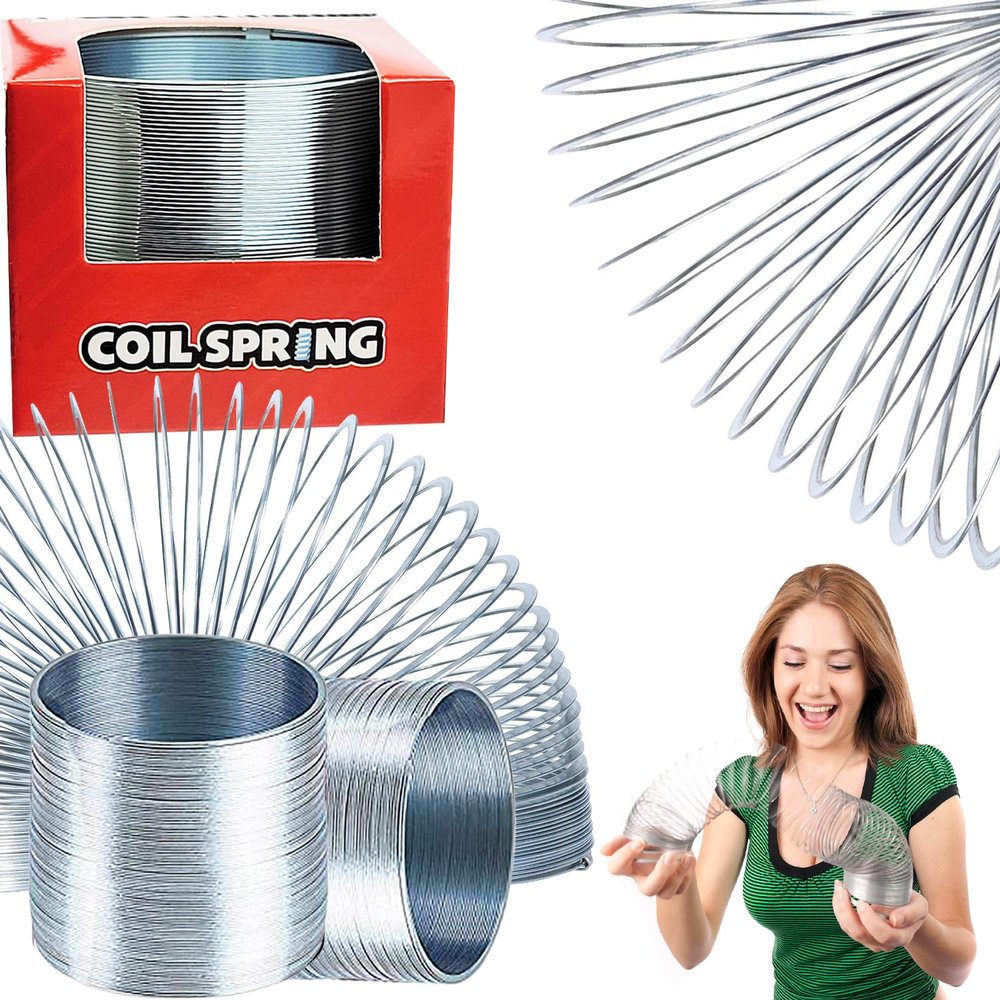 The Dreidel Company Silver Metal Coil Spring, Goody Bag Fillers, Party Favor for Kids, Variety of 2.4" (60mm) Individually Boxed (Single)