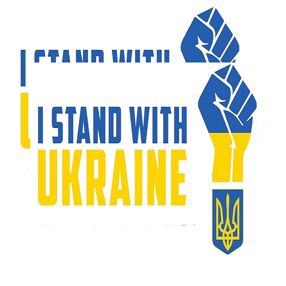 2 Pack I Stand with Ukraine Stickers, Support Ukraine Flag Sticker Ukraine Durable Flexible Vinyl, Stick and Remove Easily with no Residue. (I Stand 4)