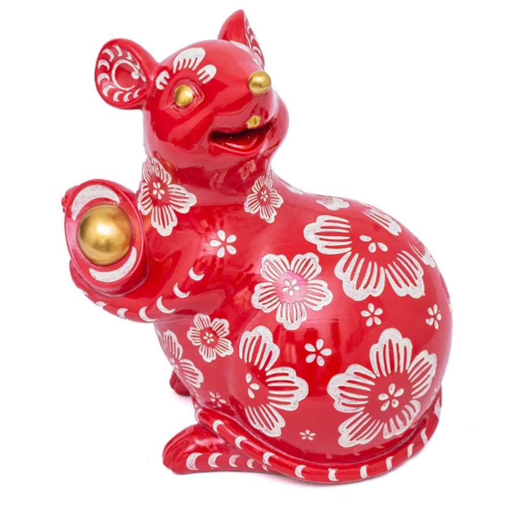 WMYDNX Piggy Bank Mouse Piggy Bank Cute New Year Gift, Creative Steal Money Bank Can Store 2000 Coins, Resin Savings Jar for Adults Kids Savings (Color : Red)