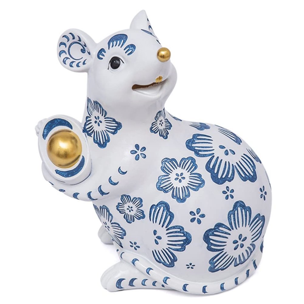 Piggy Bank Mouse Piggy Bank Cute New Year Gift, Creative Steal Money Bank Can Store 2000 Coins, Resin Savings Jar for Adults Kids Savings (Color : White)