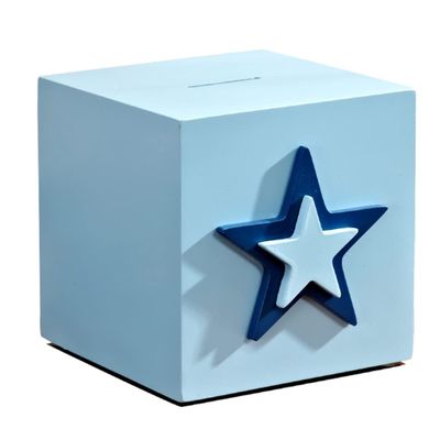 WMYDNX Piggy Bank Wood Piggy Bank, Blue Pentagram Money Bank Ideal Gift for Boys Girls and Adults, Coin Banks Countertop Decoration Savings (Size : Large)