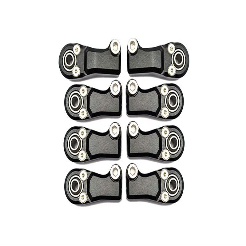 8pc Set Aluminum Clockwise and Anticlockwise Ball Ends for Original Rear Link Bar Axial 1/6 SCX6 4WD AXI05000T1 by GPM (Black)