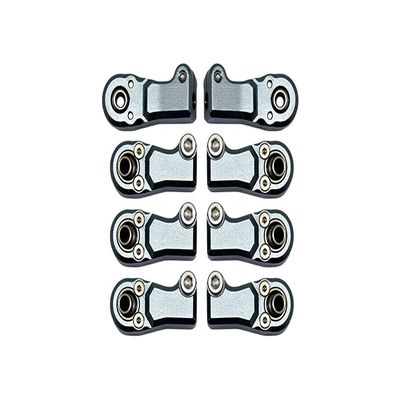 8pc Set Aluminum Clockwise and Anticlockwise Ball Ends for Original Rear Link Bar Axial 1/6 SCX6 4WD AXI05000T1 by GPM (Gray)