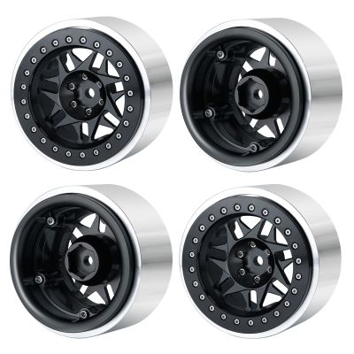 Maleonn 4PCS 2.9 Beadlock Wheels Rims for 1/6 RC Crawler Car Axial SCX6 Wheels AXI05000 Upgrades Aluminum Alloy Wheel Hub Set, Black