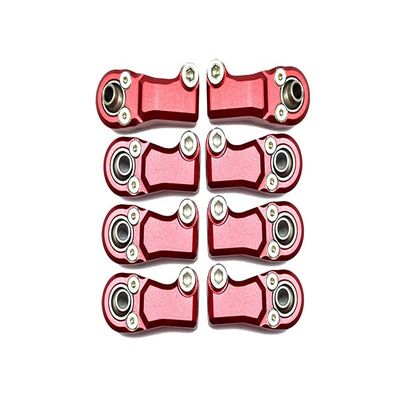 8pc Set Aluminum Clockwise and Anticlockwise Ball Ends for Original Rear Link Bar Axial 1/6 SCX6 4WD AXI05000T1 by GPM (red)