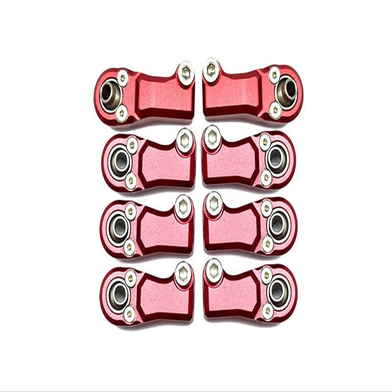 8pc Set Aluminum Clockwise and Anticlockwise Ball Ends for Original Rear Link Bar Axial 1/6 SCX6 4WD AXI05000T1 by GPM (red)