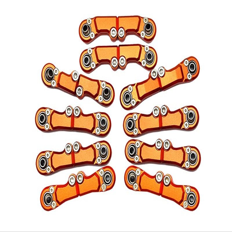 20pc Set Aluminum Clockwise and Anticlockwise Completed Ball Ends for Original Full Set Link Bar Axial 1/6 SCX6 4WD AXI05000T1by GPM (Orange)