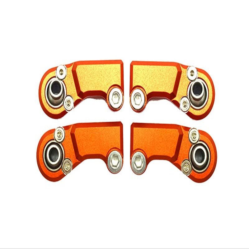 4pc Set Aluminum Clockwise and Anticlockwise Ball Ends for Original Front Steering Tie Rod Axial 1/6 SCX6 4WD AXI105000T1 by GPM (Orange)