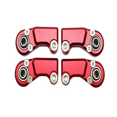 4pc Set Aluminum Clockwise and Anticlockwise Ball Ends for Original Front Steering Tie Rod Axial 1/6 SCX6 4WD AXI105000T1 by GPM (red)