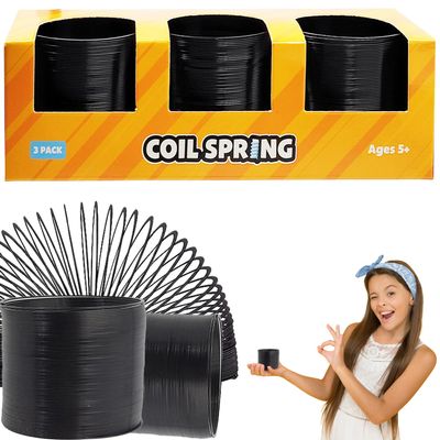 The Dreidel Company Black Metal Coil Spring, Goody Bag Fillers, Party Favor for Kids, Variety of 2.4" (60mm) Individually Boxed (3-Pack)