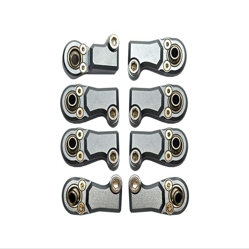 8pc Set Aluminum Clockwise and Anticlockwise Ball Ends for Original Front Link Bar Axial 1/6 SCX6 4WD AXI150000T1 by GPM (Silver)