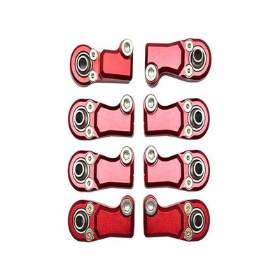 8pc Set Aluminum Clockwise and Anticlockwise Ball Ends for Original Front Link Bar Axial 1/6 SCX6 4WD AXI150000T1 by GPM (red)