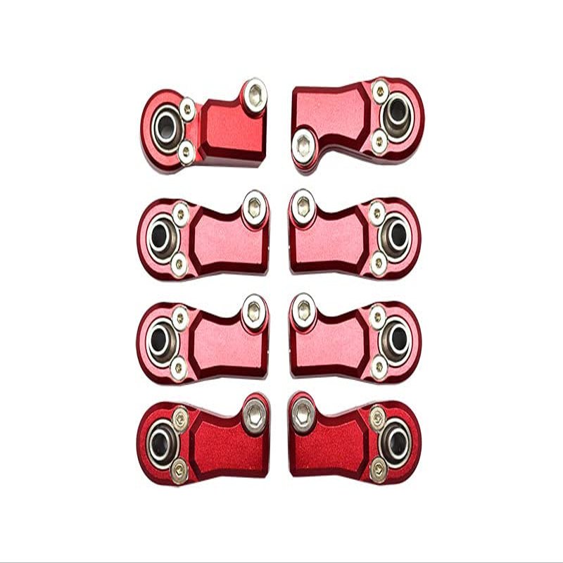 8pc Set Aluminum Clockwise and Anticlockwise Ball Ends for Original Front Link Bar Axial 1/6 SCX6 4WD AXI150000T1 by GPM (red)