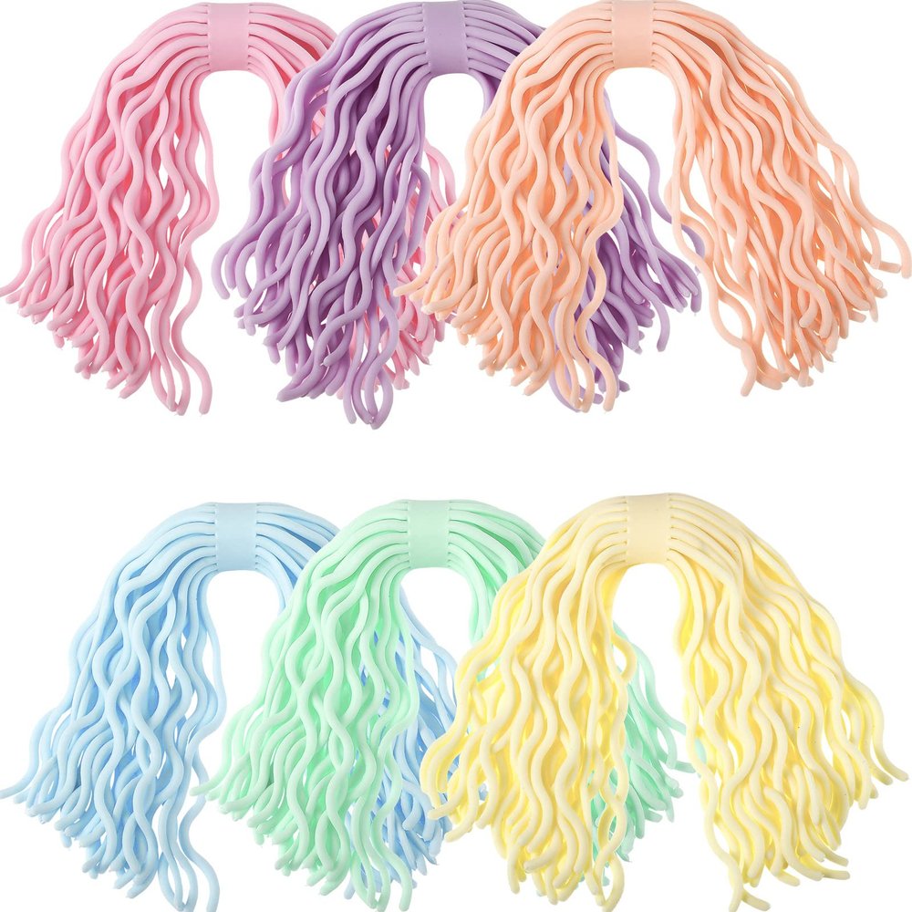 Civaner 6 Pieces Sensory Spaghetti Stretchy Toy Stretchy Pasta Toy Ramen Fidget Strings for Stress Relieve Gifts Early Education Birthday Valentine's Day Holiday Party Gifts(Macaron Color)