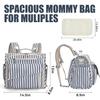 ALLCAMP Diaper Backpack, Waterproof Large Capacity Baby Bag, Multi-Function Nappy Bag with Stroller Hooks, Convertible Tote (Blue Stripe) view 2