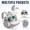 ALLCAMP Diaper Backpack, Waterproof Large Capacity Baby Bag, Multi-Function Nappy Bag with Stroller Hooks, Convertible Tote (Blue Stripe) view 3