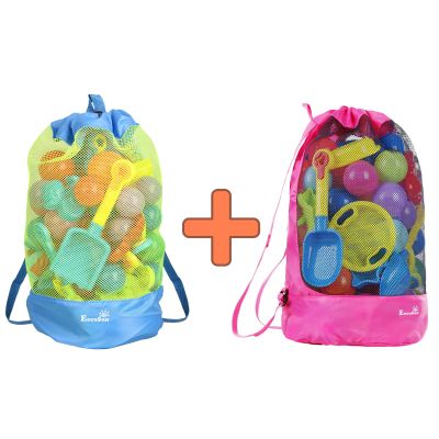 2PCS EocuSun Beach Toys Bag Sand Toy Bag Sea Shells Mesh Bag