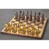 14" Brass Metal Modern Luxury Chess Pieces & Board Set- Antique Copper & Gold view 2