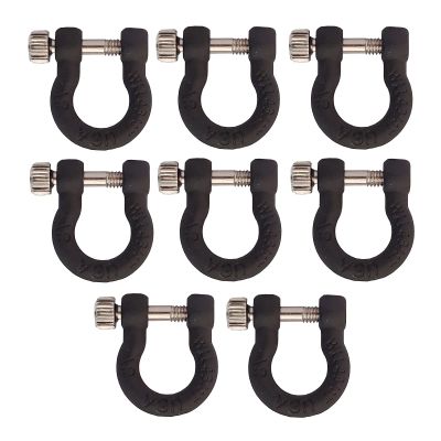 AMOGOT 8Pcs RC Trailer Tow Shackles for 1/10 RC Crawler TRX4 Axial SCX10 90046 Metal D Ring Lock Buckle Tow Rings Truck RC Decor Parts (Black)