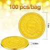 SpinLaLa 100 Count Plastic Gold Coins Set, Pirate Treasure Gold Play Coins for Party Theme Props Decorations, Lucky Draw Games Treasure Hunt view 2