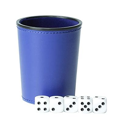 SASHUN ZX Leather PU Dice Cup Party Board Game Bar KTV Entertainment Dice Box with Dices T302 (Color : BL)
