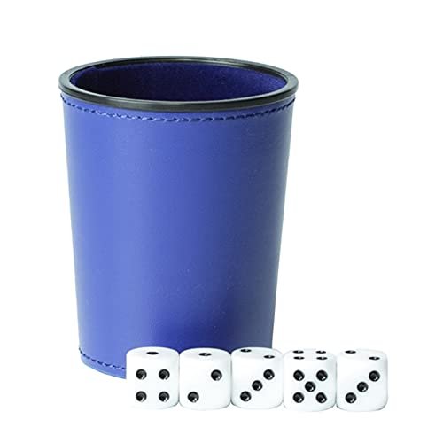 SASHUN ZX Leather PU Dice Cup Party Board Game Bar KTV Entertainment Dice Box with Dices T302 (Color : BL)