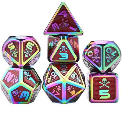 ZX Skull and Bones Large Size Metal Dice Set for TRPG DND Dice Games D4 D6 D8 D10 D% D12 D20 T302 (Color : SB8)
